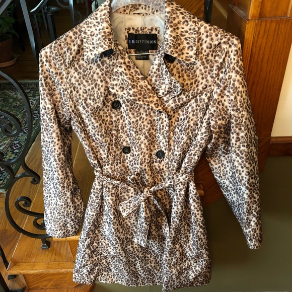 I. B. Diffusion Jackets & Blazers - I. B. Diffusion Leopard Animal Print Trench L